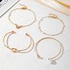 4Pcs/Set Trendy Individuality Open Mouth Bracelet Set for Women Zircon Gold Color Butterfly Pearl Open Cuff Bangle Girls Jewelry