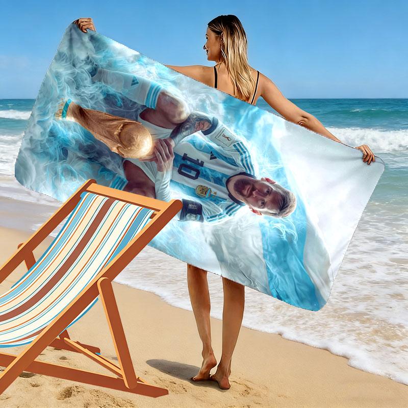 Asciugamano da Spiaggia Stampa Destiny di Messi, Asciugamano Grande Morbido ad Asciugatura Rapida per Spiaggia Campeggio Nuoto