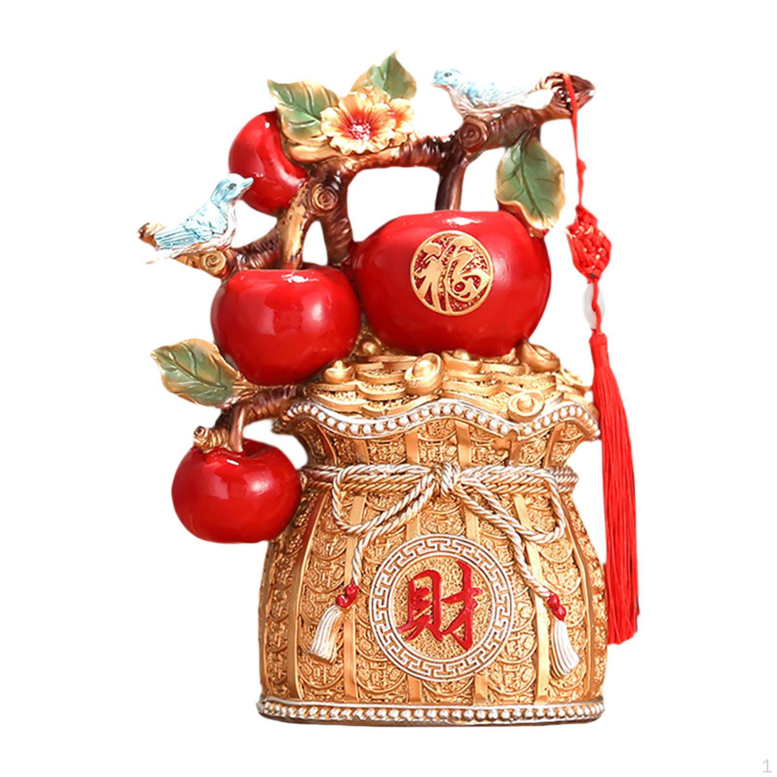 

Яблучний мішечок для грошей Статуэтка зі смоли Подарунок на день народження Ремесла Настільна прикраса Скульптура для життя Gold Base