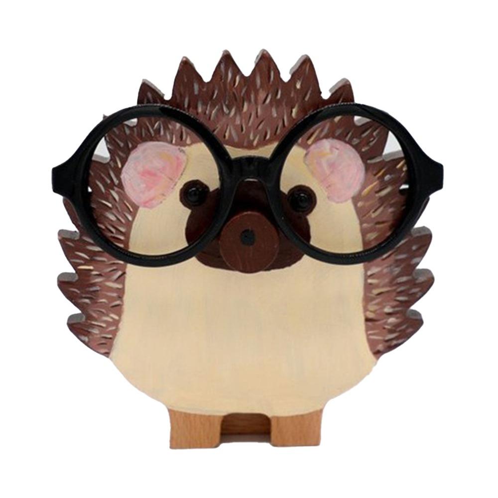 Wooden Desk Top Glasses Display Stand  Study Table Daily Spectacle Holder hedgehog