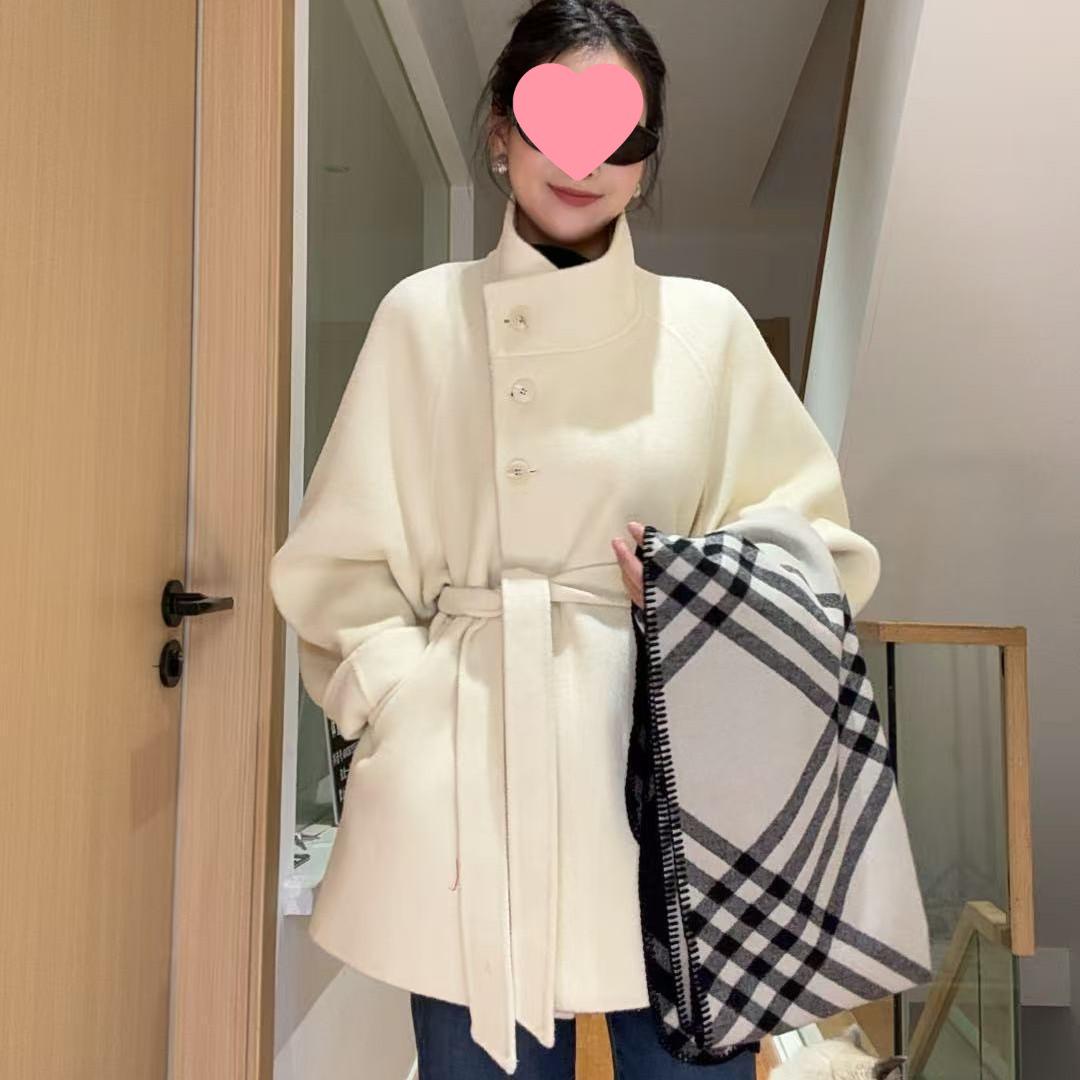 

Women s Korean Style Lace-Up Wool Coat with Stand-Up Collar S (up to 125 lbs) - 48hr shipping