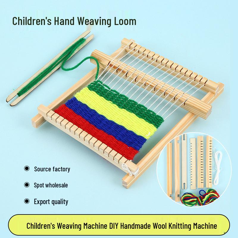 Handmade DIY Children's Wool Knitting Machine: Educational Wooden Toy for Science and Technology Exploration