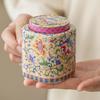 Enamel Color Ceramic Tea Pot Flower Sealed Moisture-proof Pot Chinese Ceramic Tea Storage Tank Home Decoration Ornaments