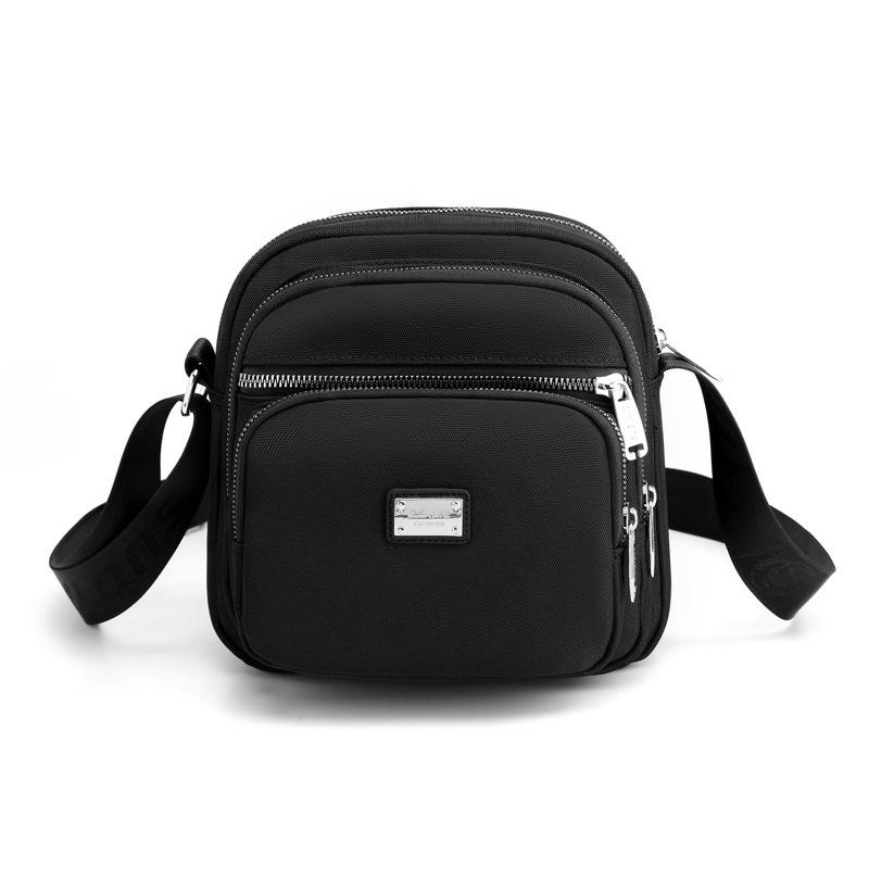 Trendy Nylon Multi-Layer Zipper Crossbody Bag - Simple, Lightweight, and Casual Solid Color Shoulder Bag