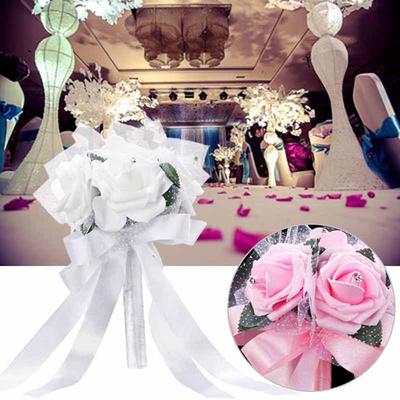 Ramo de novia hecho a mano con flores artificiales de seda y rosas para decoración de dama de honor