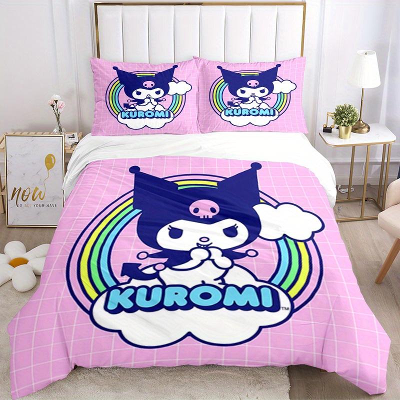 

3pcs Kuromi, Rainbow Breathable Polyester Bedding Set Soft Duvet Cover and 2 Pillowcases,Suitable for All Seasons, 082627b 135x200cm