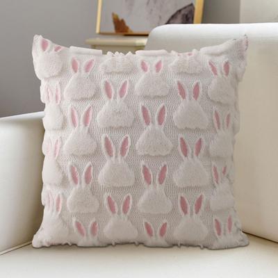 Easter Soft Cushion Case Faux Fur Pillow Case Decorative Throw Pillowcase for Easter Festivals Home Decor