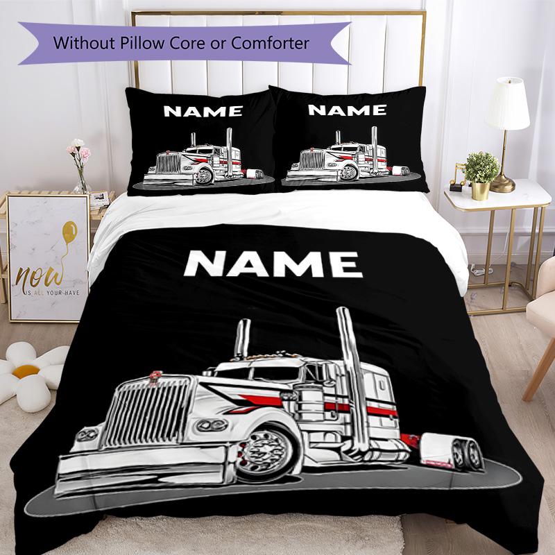 Heavy Trucks Customize your name Bedding Set Breathable Duvet Cover with Pillowcases Home Decoration Birthday Gift