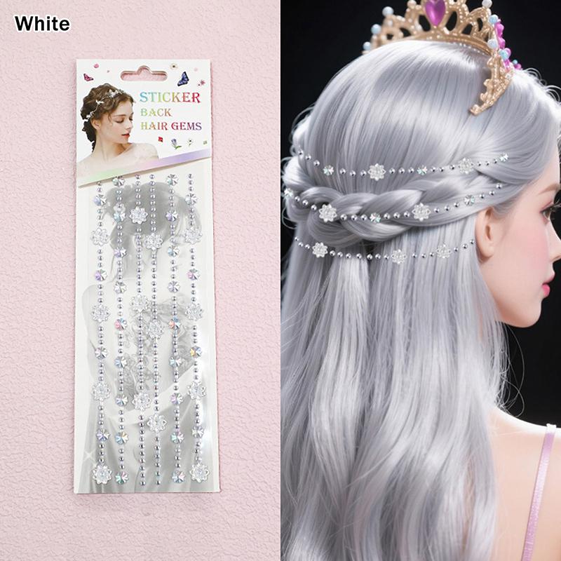 

Hair Gem Stickers Kit Blingling Hair Jewels For Girls Toy Hair Styling Tool With Reusable Shining Diamonds Pretend Play Toy Gift белый