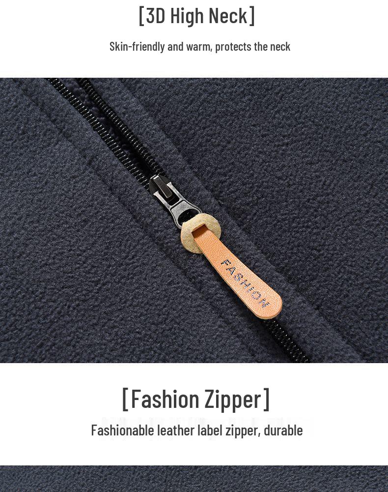 Herrfleecejacka med dubbelsida: Höst/Vinter Polarfleece Vindjacka & Tjock Sammet Kofta.