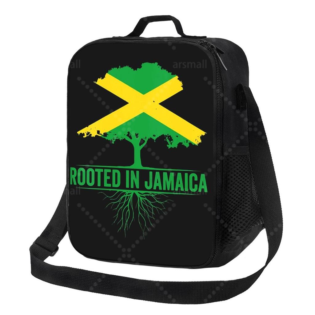Jamaica Flag Lunch Bag with Adjustable Shoulder Strap Reusable Thermal Bento Tote for Work Picnic Beach