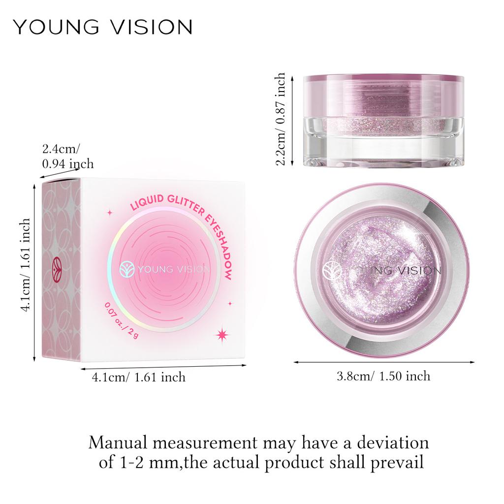 YOUNG VISION Liquid Gel Glitter Eyeshadow, Face & Body, Quick-Dry, Sheer Waterlight Liquid Gel Formula, Easy Blend for Long Lasting Galactic Glow