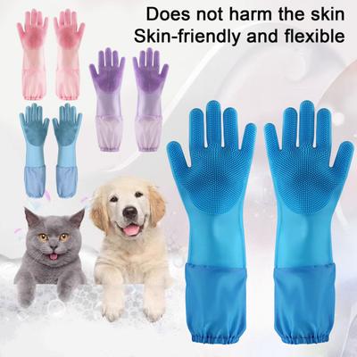1 Paar Hausarbeithandschuhe Silikon-Reinigungshandschuhe mit Anti-Rutsch-Textur Verlängerter Arm