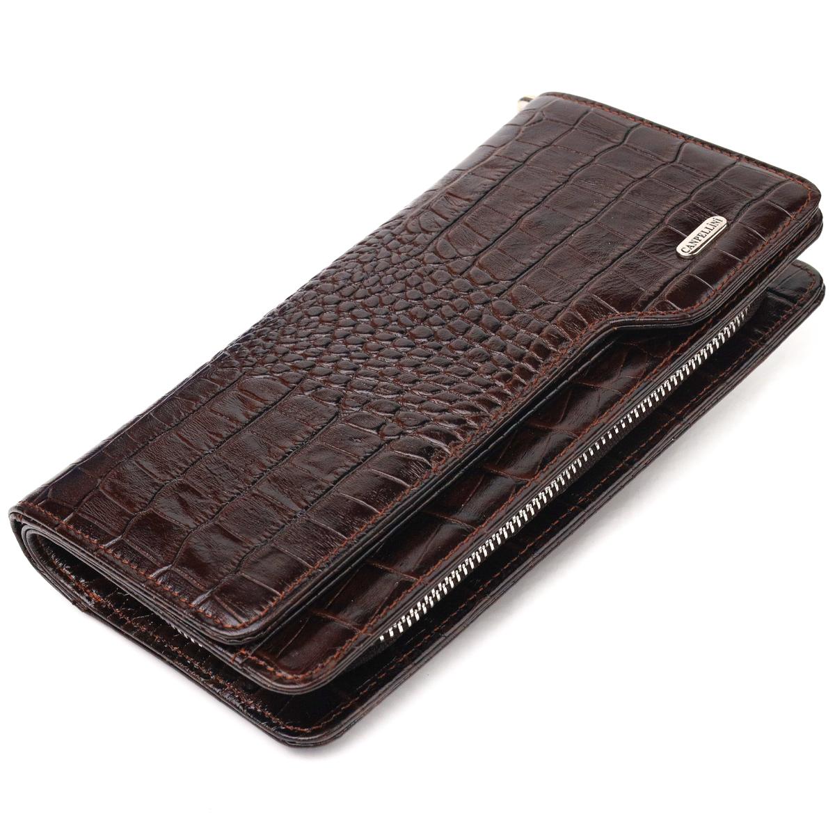 

Функціональне жіноче портмоне клатч із натуральної шкіри CANPELLINI Wallet 21536 Коричневе