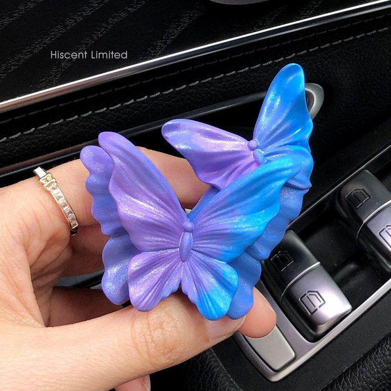 Butterfly Car Air Freshener Vent Decoration Car Perfume High-End Aroma Diffuser Stone Car Interior Ornament Gift for Women Floral Fragrance