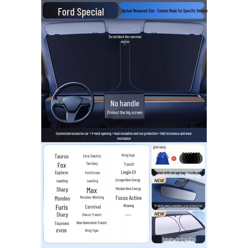 Car Sun Visor Sunshade for Small Windows - Heat Insulation Curtain for Interior Windshield