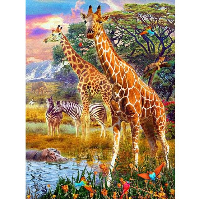 5D DIY Diamond Painting Giraffe Full Square/Round Drill Rhinestone Handcraft Kits Diamond Embroidery Animals Home Decoration