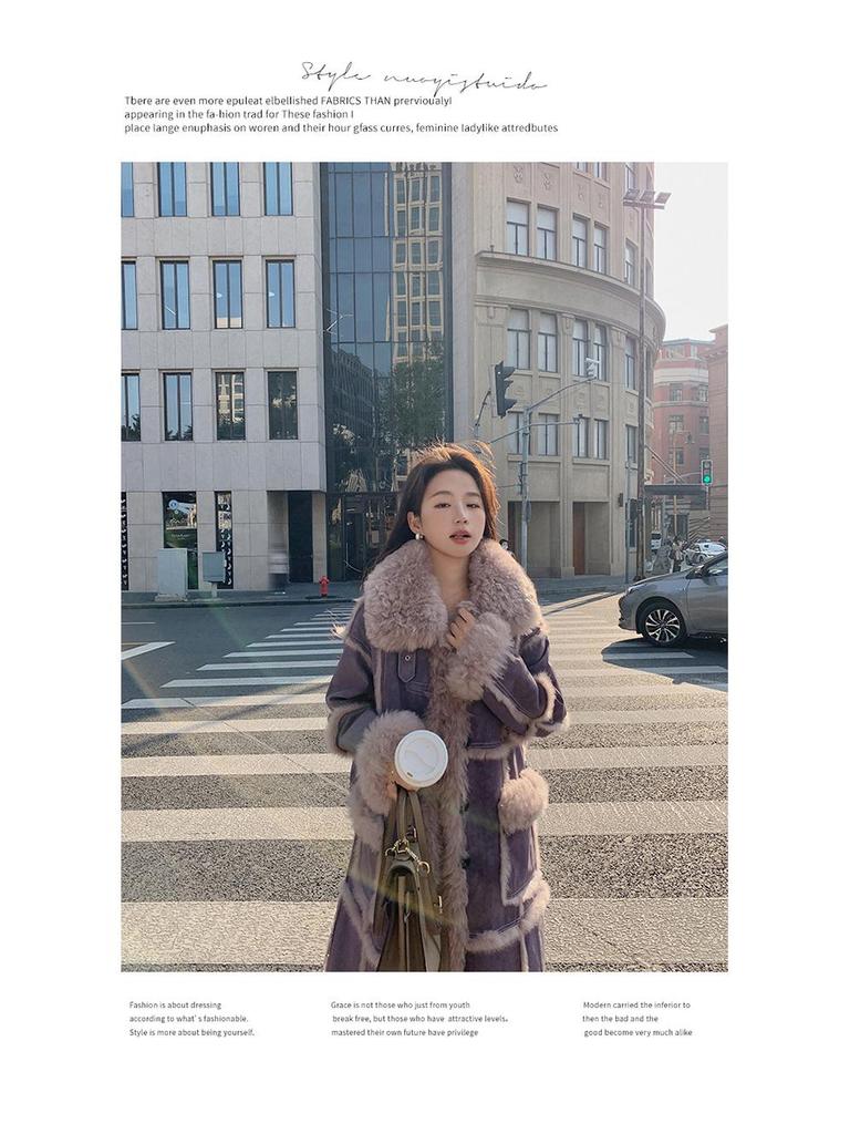 Women's Extra Long Faux Fur Lamb Wool Coat - Winter 2024 Style (2166)