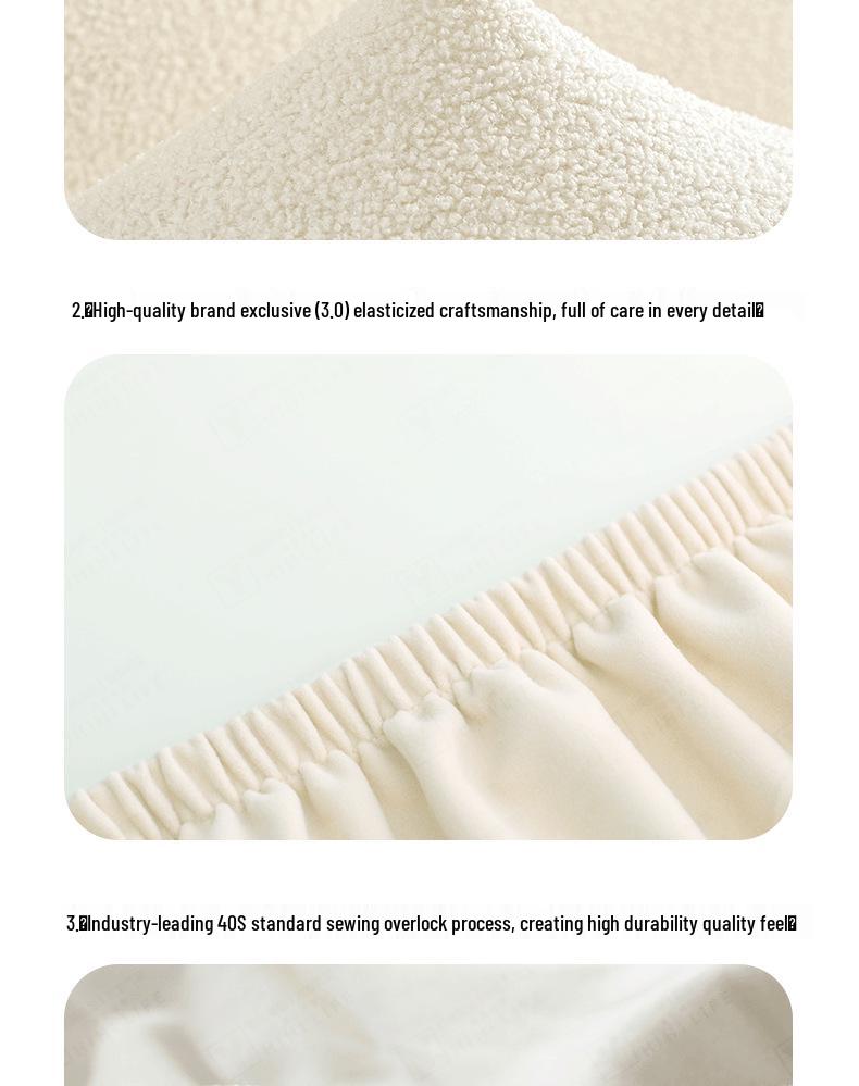 2026 Thickened Teddy Fleece Horn Button Chair Cover for C-Shaped Backrest - Retro Light Luxury Protector