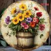Vintage Floral Printed Metal Wall Art Waterproof Fade Resistant Decor