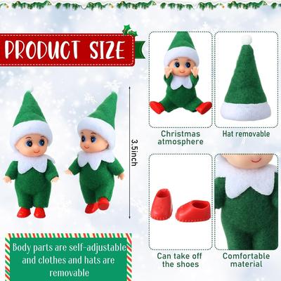 2PCS Christmas Mini Elf Doll Christmas Shop Window Doll Simulation Vinyl Action Figure Christmas Home Decoration Gifts