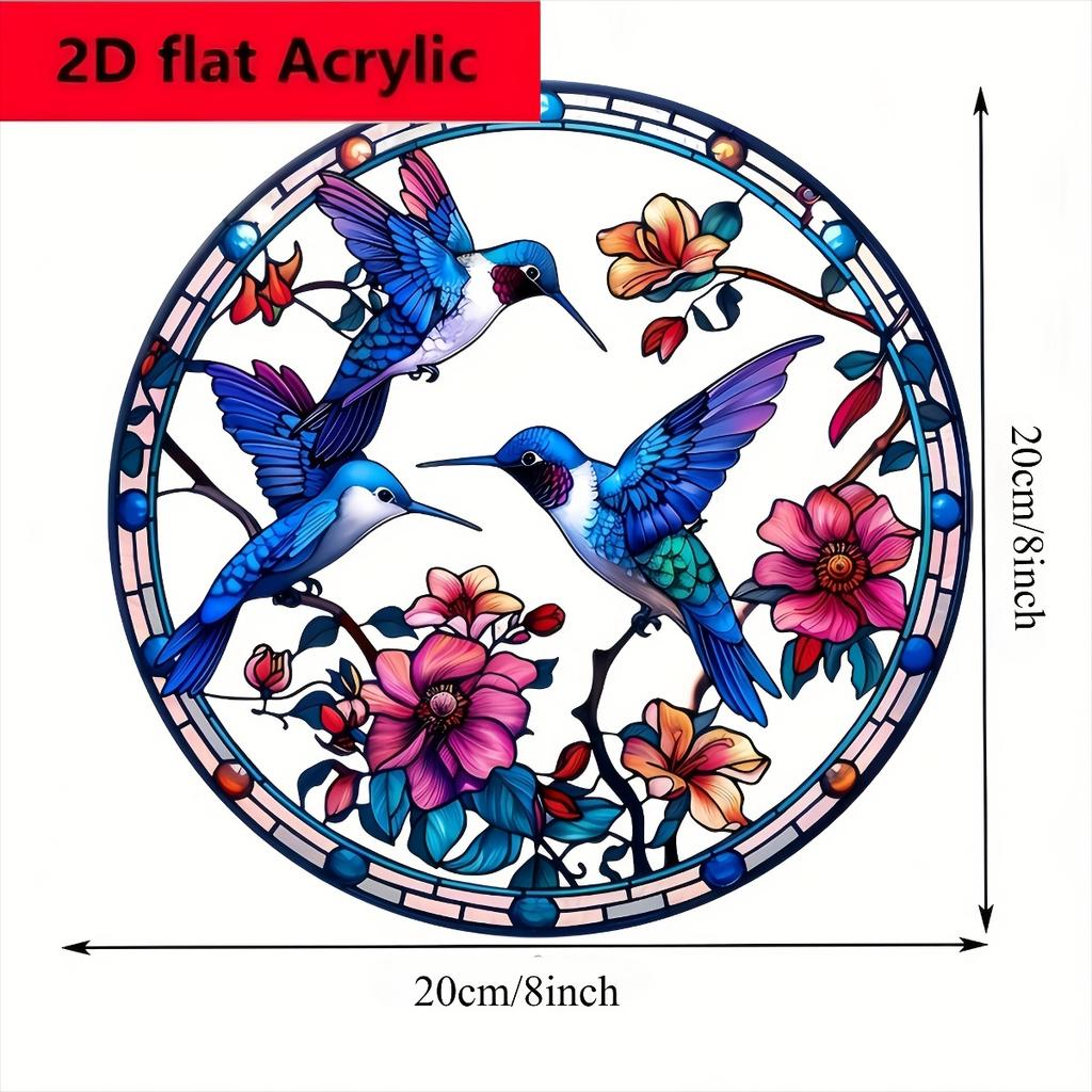 Hummingbird Suncatcher. Acrylic stained decor for home, yard and garden.