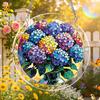 2D Plat Puzzel, een Set van 83 Stuks Kleurrijke Acryl Zonenvanger Sieraden, Gebruikt voor Raam En Huisdecoratie, 18,8 cm Kleurrijke Hortensia Puzzel Tuin Su