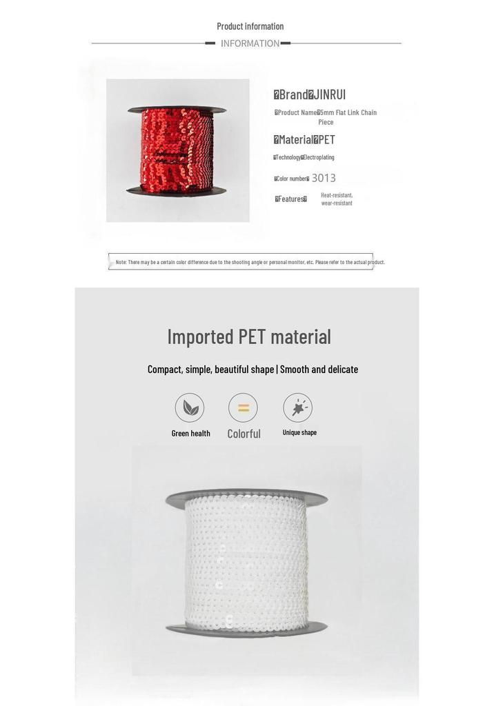 Eco-friendly 5mm Flat Lace PET Sequin Woven Ribbon for Shoe and Hat Accessories