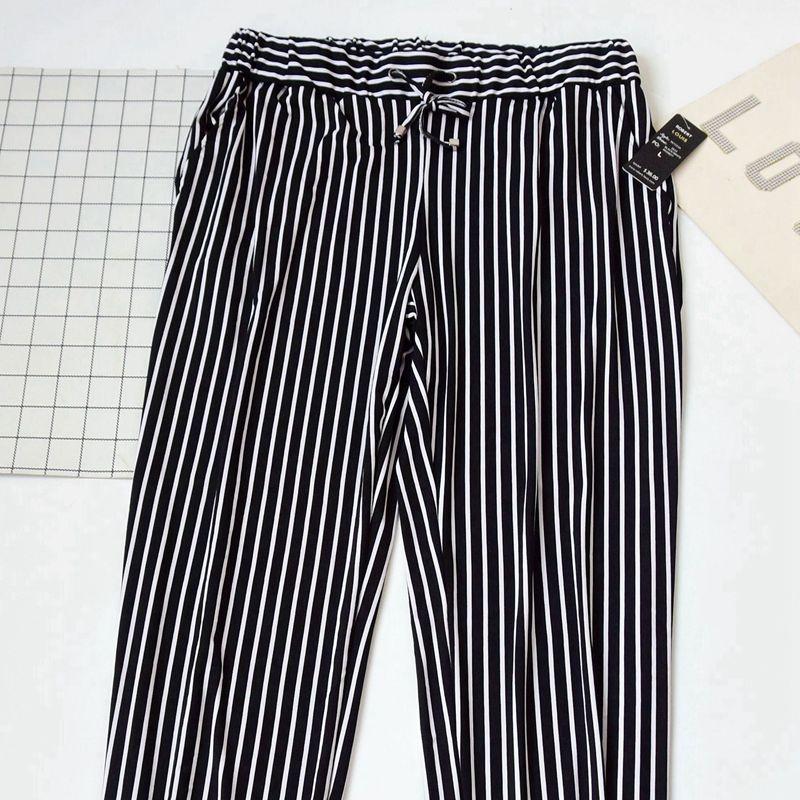 Women's Foreign Orders Knitting Print Loose High Waist Home Pants Spring and Summer Thin Can Be Outwear Closed Exercise Casual Pants