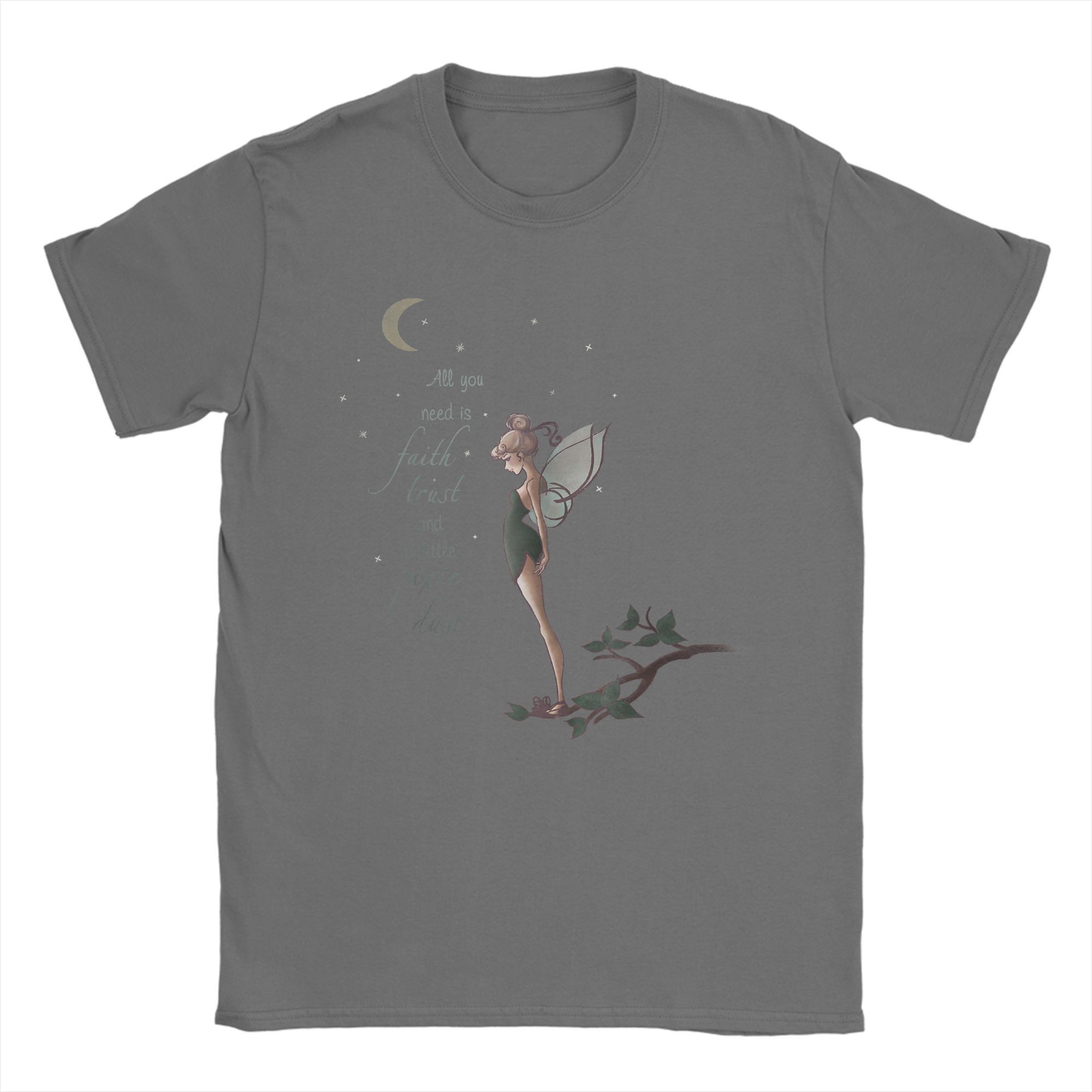 

Humorous Peter Pan Tinker Bell Moon Quote Art T-Shirts Men Round Neck Cotton T Shirt Short Sleeve Tee Shirt New Arrival Tops 4XL
