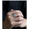 Adjustable Open Ring Men Women Vintage Floral Lotus Design Plated Geometric Band Unisex Fashion Jewelry
