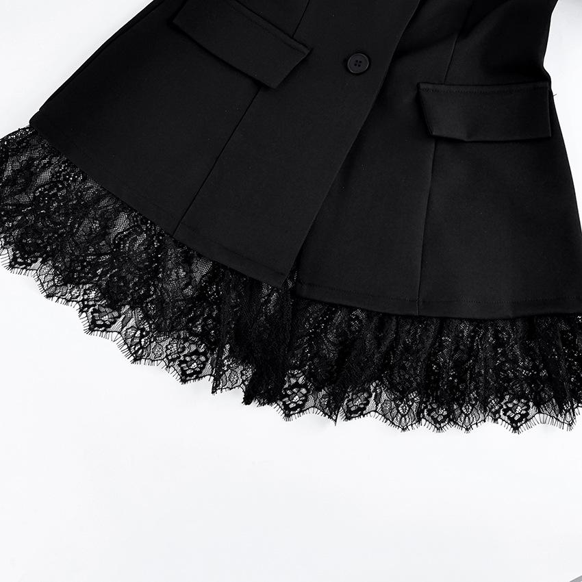 New Autumn And Winter High-End Slim-Fit Lace Patchwork Blazer With A Stylish And Sophisticated Design