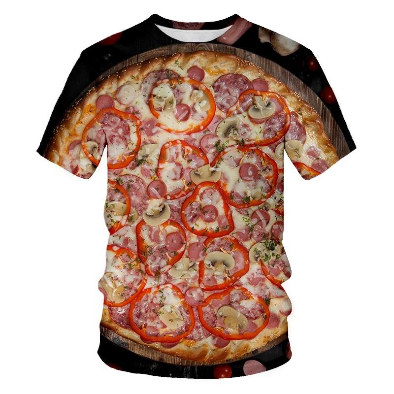 Creative Food Pattern T Shirts Hamburg Pizza Steak French Fries Men's Summer T-Shirts