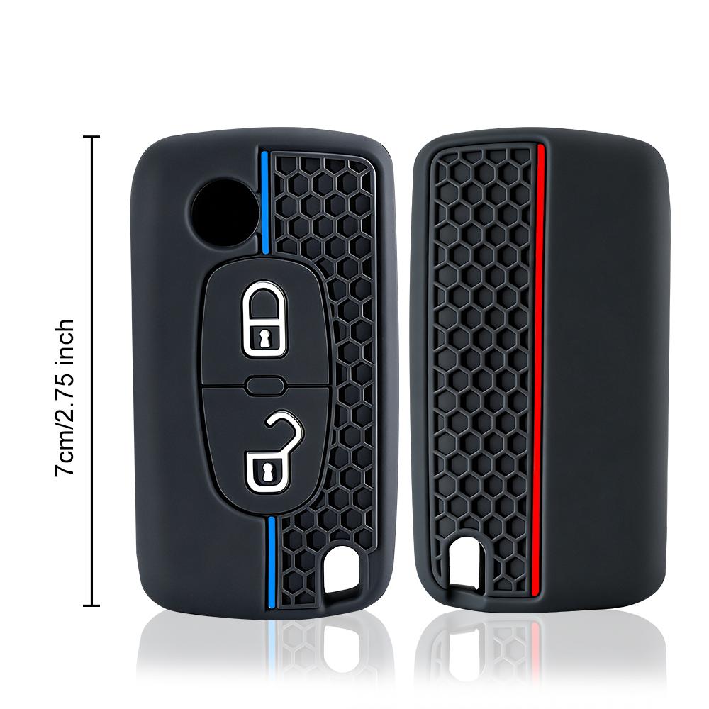 2 Button Silicone Car Key Cover Case Holder For Peugeot 206 308 3008 Expert Partner Citroen C3 Pluriel Picasso Berlingo