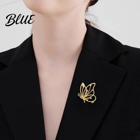 Butterfly Design Lapel Pin Women Brooch Smooth Polish Hollow Anti-wear