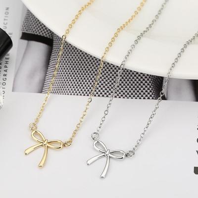 Chic Bow Pendant Necklace Set for Girls - Trendy and Versatile Clavicle Chain