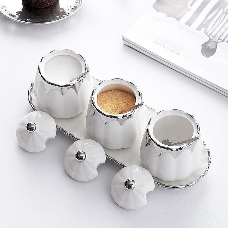 Creative Ceramic Kitchen Spice Jar Set - Salt and Seasoning Storage