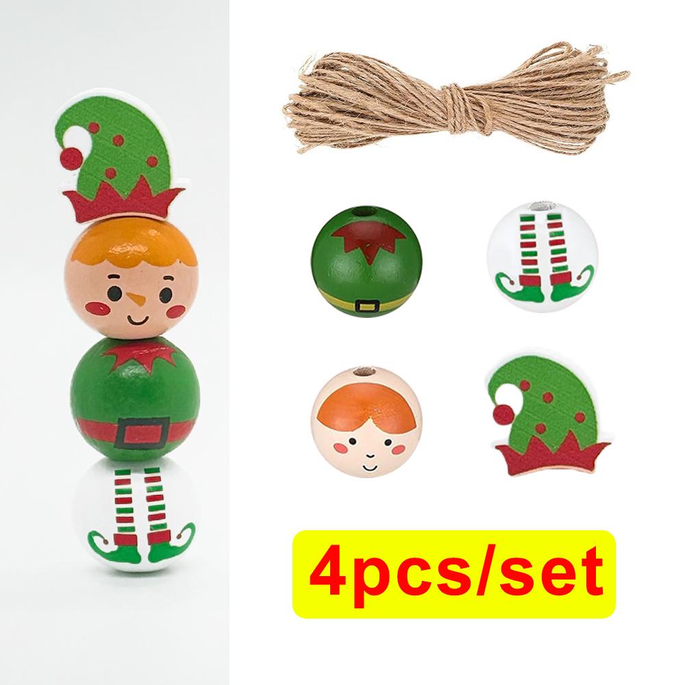 Noel Kar Adamı Ahşap Boncuk Seti Kendin Yap Noel Ağacı Asma Süsleri Kışlık Noel Baba Süsleri Yaratıcı El Yapımı Ahşap Gevşek Boncuk Dekor
