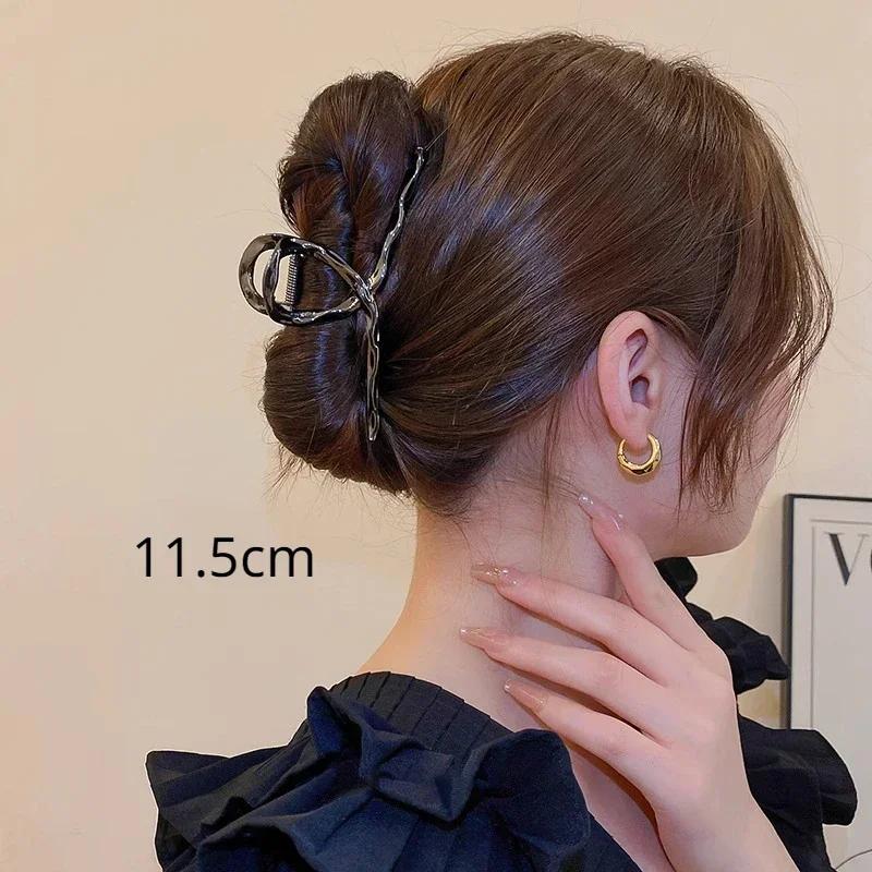 New  Simple Cross Women Claw Clips Metal Gold Silver Large Medium Shark Crab Clamps Hairgrip for Thick Thin Hair Accessories