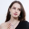 2 Stück Luxus Braut Hochzeits Halskette Ohrringe Wassertropfen Zirkon Schmuckset für Damen Silber Farbe Braut Party Abschlussball Zubehör