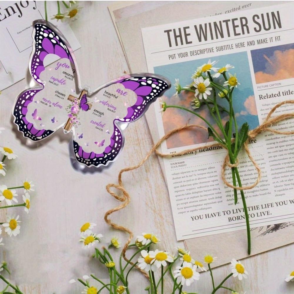 Butterfly Scripture Gift - Religious Acrylic Souvenir for Mothers with Photography Utility