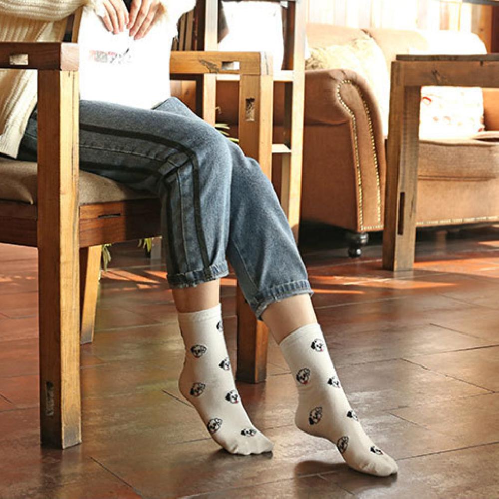 Unisex Funny Cartoon Dogs Head Socks Warm Soft Japanese Korean Cute Happy Puppy Husky Starling Dalmatian Teddy Cotton Sokken