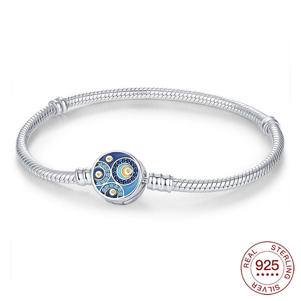 925 Silver Rubber Bracelet Love Butterfly Clover Charm Beads Jewelry For Women Original Love Gifts