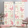 2pcs,2D Plane Printing Curtain Fabric Pink Butterfly Delight Durable 100% Polyester Fabric (without Rod) Holiday Use for Home &