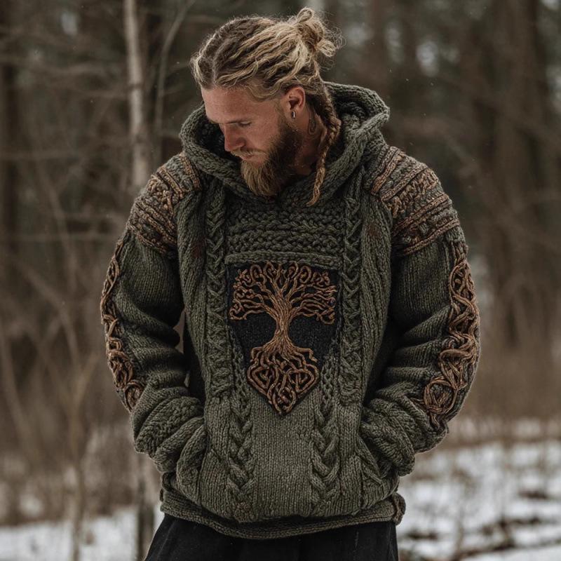 Unisex 3D-bedruckter Strickpullover mit Kapuze für Herbst/Winter