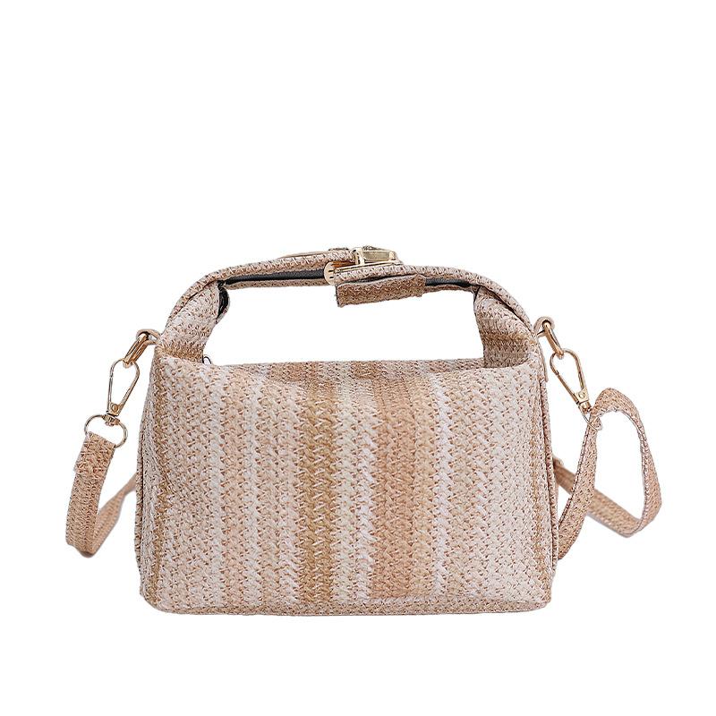 New Bags Women's Woven Sweet Commuter Straw Bag Small Square Bag Shoulder Bag Diagonal Straddle Women's Bag Cute Messenger Bag