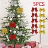 5Pcs/set Sparkling Christmas Bow Decoration Xmas Tree Pendant Ornaments Home Christmas New Year Party DIY Bows Decorations