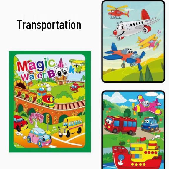 

Чарівна книга для малювання водою: Багаторазове малювання та розфарбовування для дітей Transportation: Water Painting Book + 1 Pen