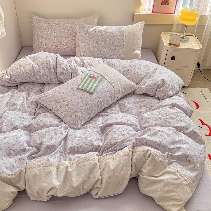 Bedding Set Four-piece Printing Skin-friendly Breathable Comfortable Bed Sheet Quilt Cover Pillowcase