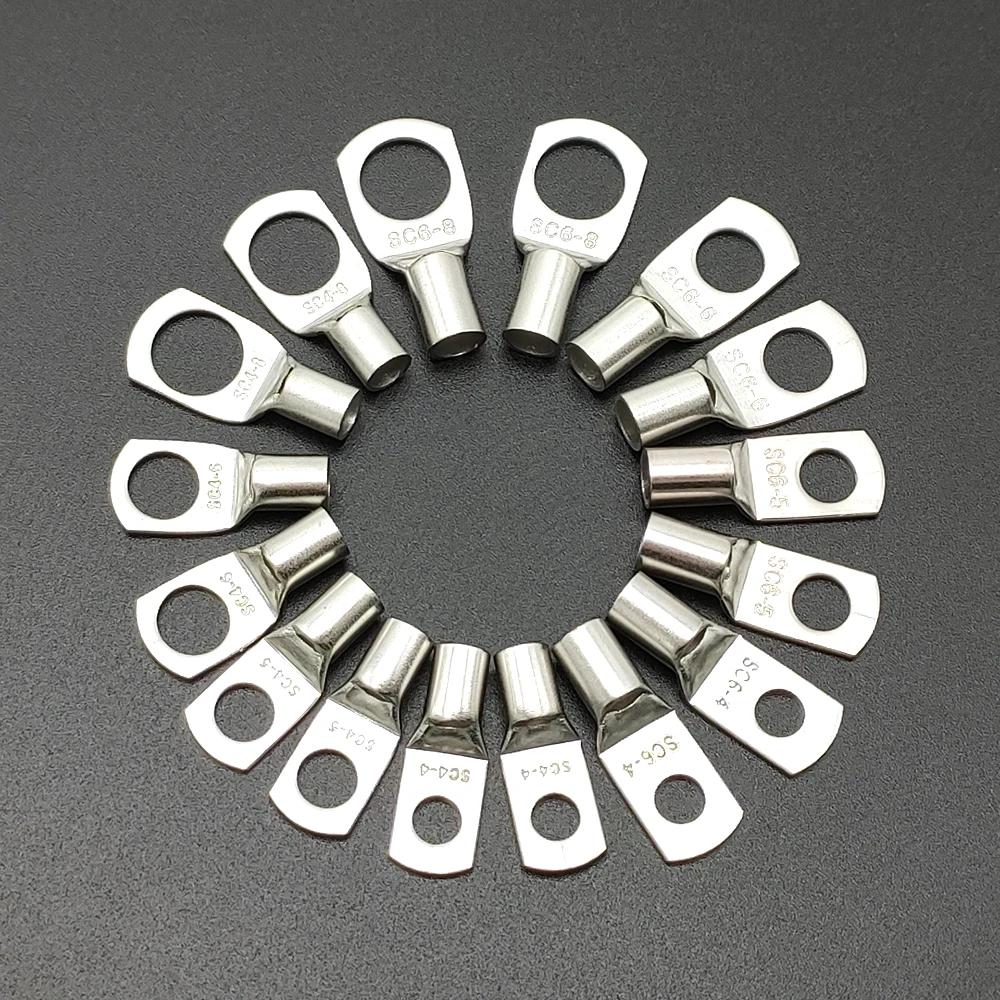 5/10 Pcs Tinned Copper Cable Lugs  Set Crimp Terminals Wire Welding Cable Connectors Suit SC16-6~SC35-12 Soldering Kit Bare Terminal